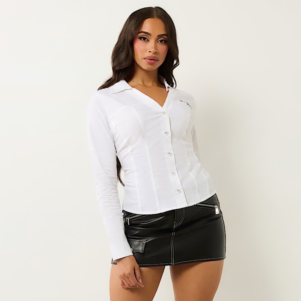 True Religion White Button-Down Shirt